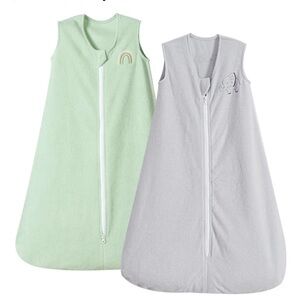NEW 2 PHF Warm Micro-Fleece Baby Sleep Sack Sz. 6-12 Months, Medium, Gray & Sage